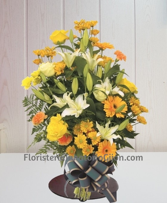 Ramo Funerario tonos Amarillos, Enviar Flores Tanatorios